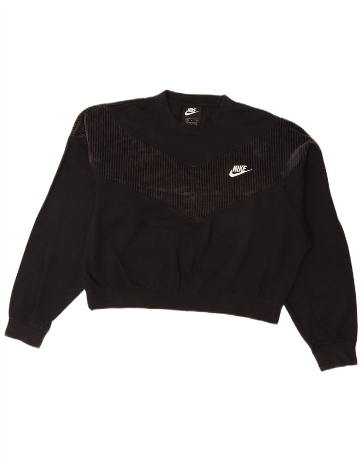 NIKE Oversized Sweatshirt Jumper UK 10 Small Black Bomuld