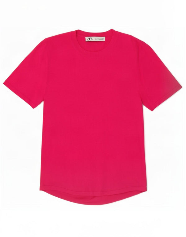 Zara T-Shirt Top UK 12 Medium Pink Viscose
