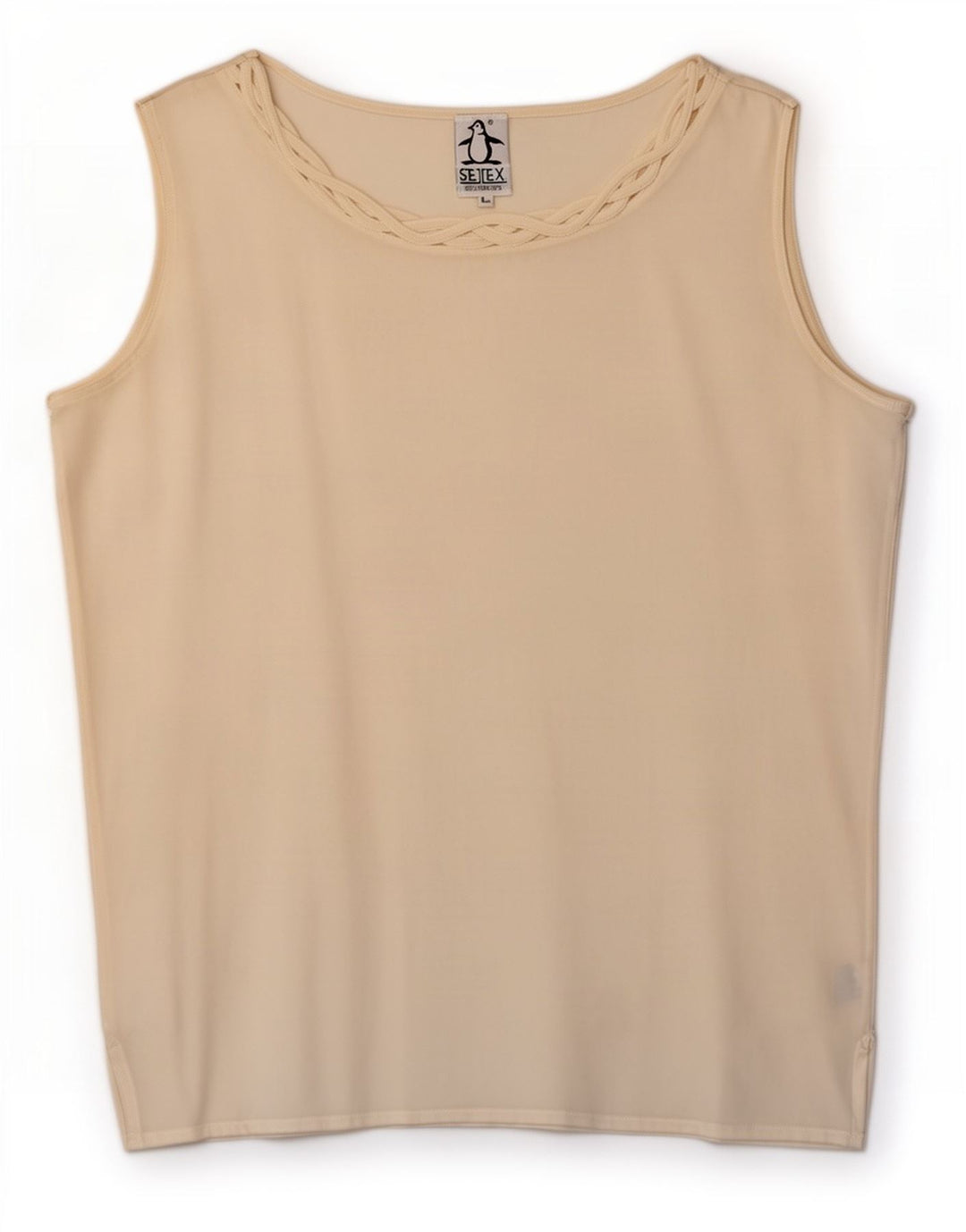 Vintage Dame Ærmeløs Bluse Top UK 14 Large Off White Silke