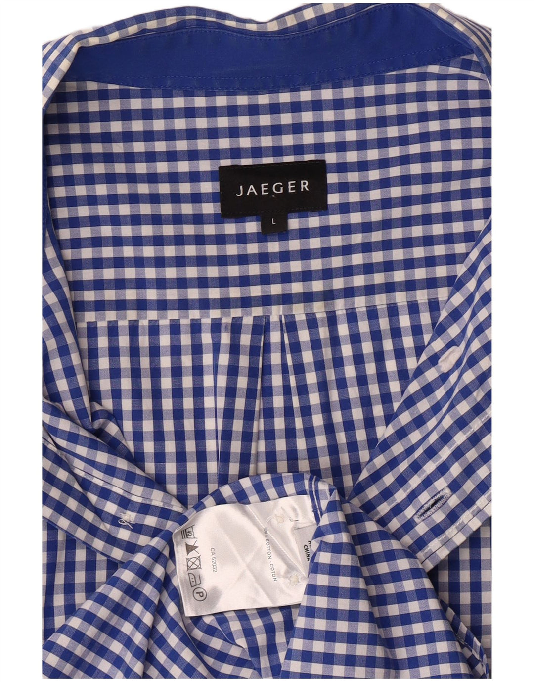 Jaeger herreskjorte stor blå Gingham bomuld