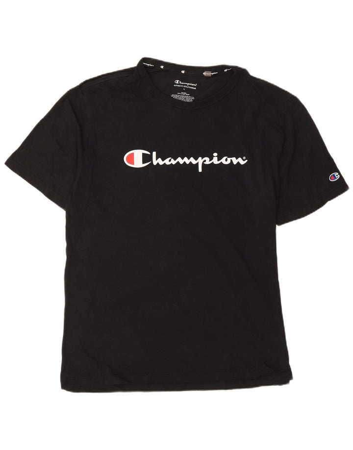 CHAMPION Mens Graphic T-Shirt Top Large Black Cotton