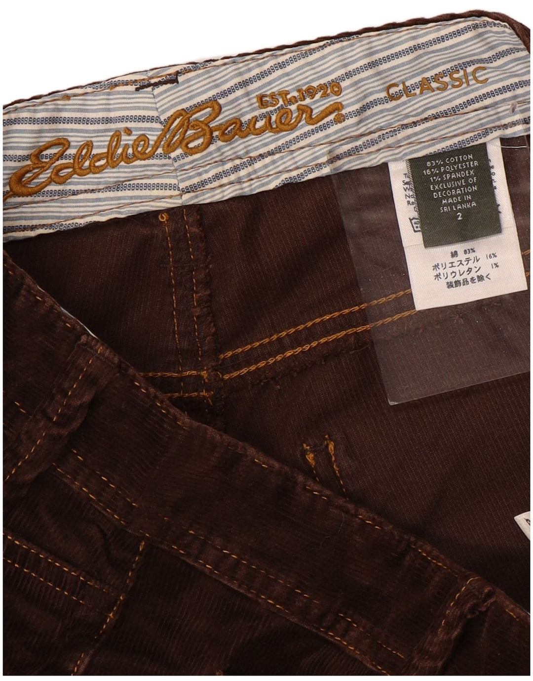 Eddie Bauer Dame Bootcut Corduroy Bukser US 2 XS W30 L30 Brun Bomuld