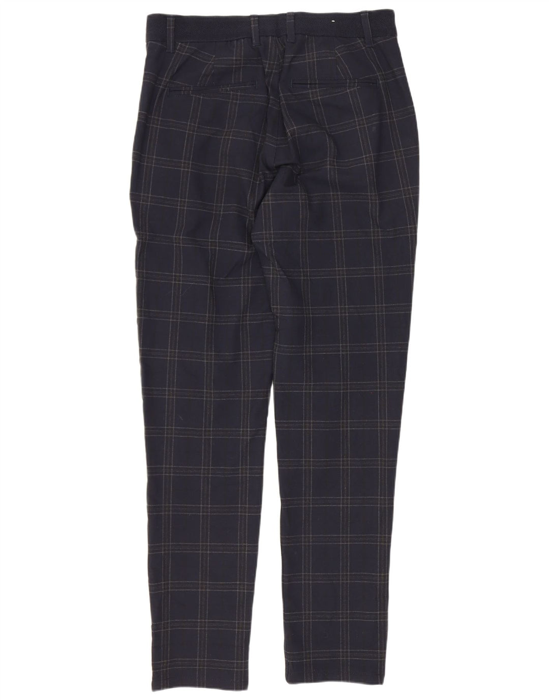 Zara Herre Slim Chino Bukser Small W30 L29 Marineblå Ternet polyester