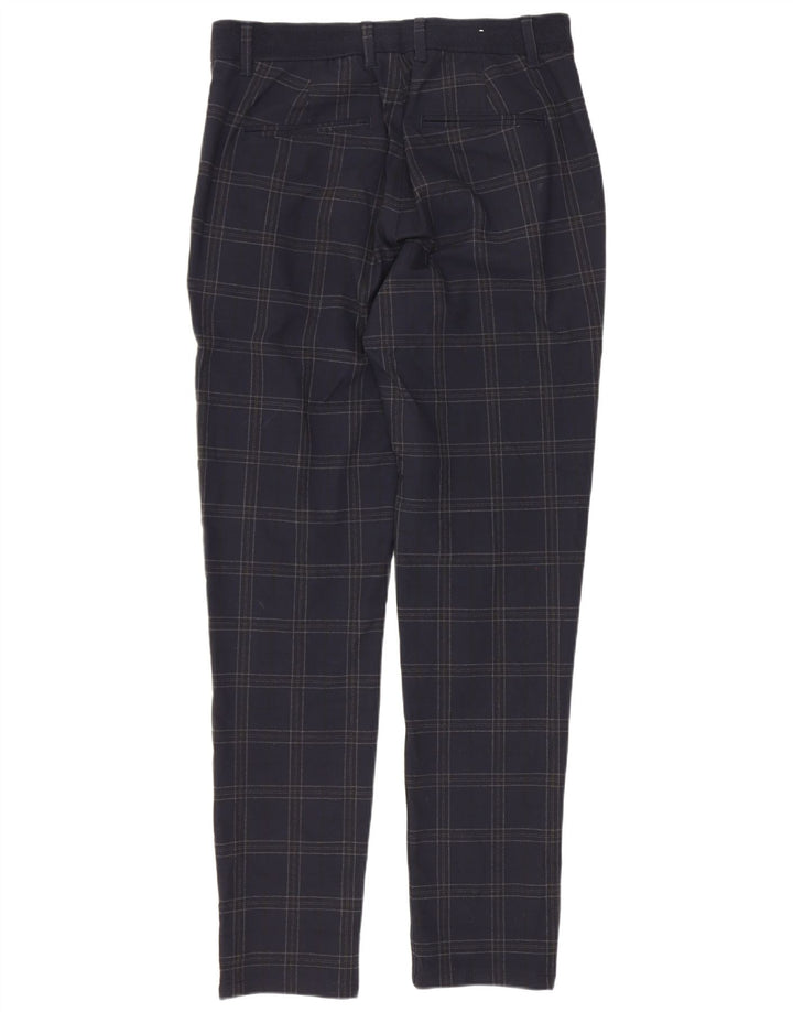 Zara Herre Slim Chino Bukser Small W30 L29 Marineblå Ternet polyester