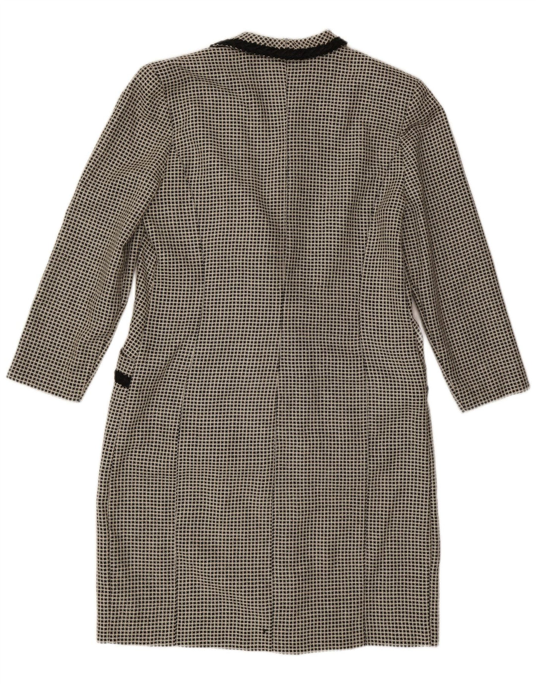 VINTAGE Womens 3/4 Sleeve Double Breasted Coat UK 14 Large Grey Check