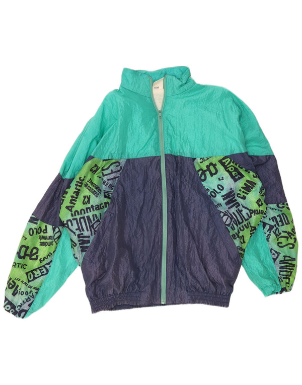Vintage oversize træningsdragt til mænd, topjakke XL marineblå farveblok