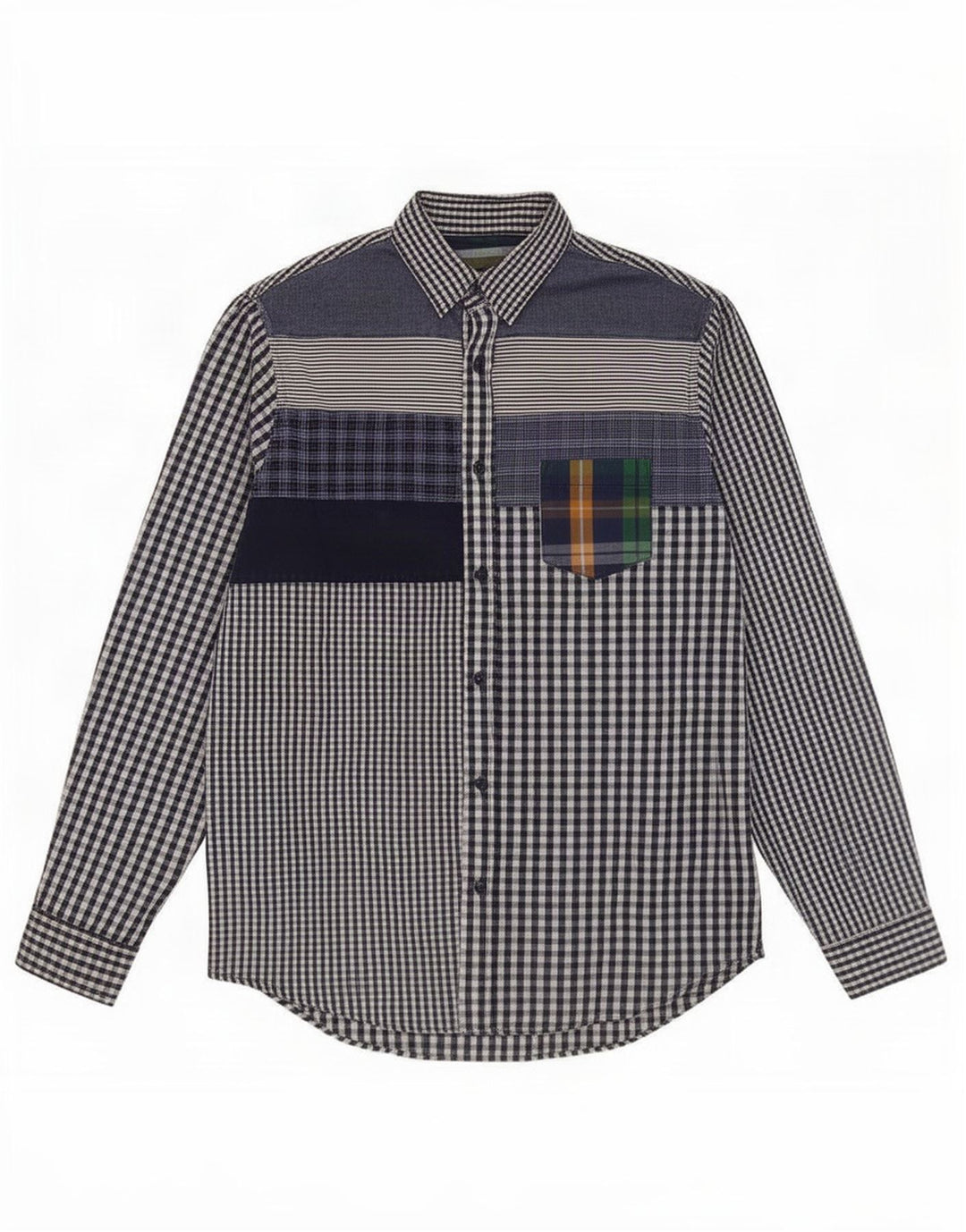 Desigual herreskjorte stor marineblå patchwork bomuld