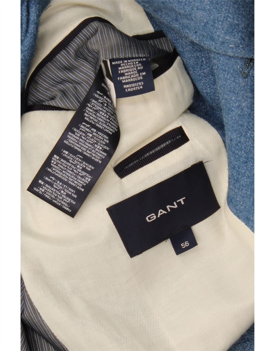 Gant Herre 3-knaps blazerjakke IT 56 XL Blå Polyester