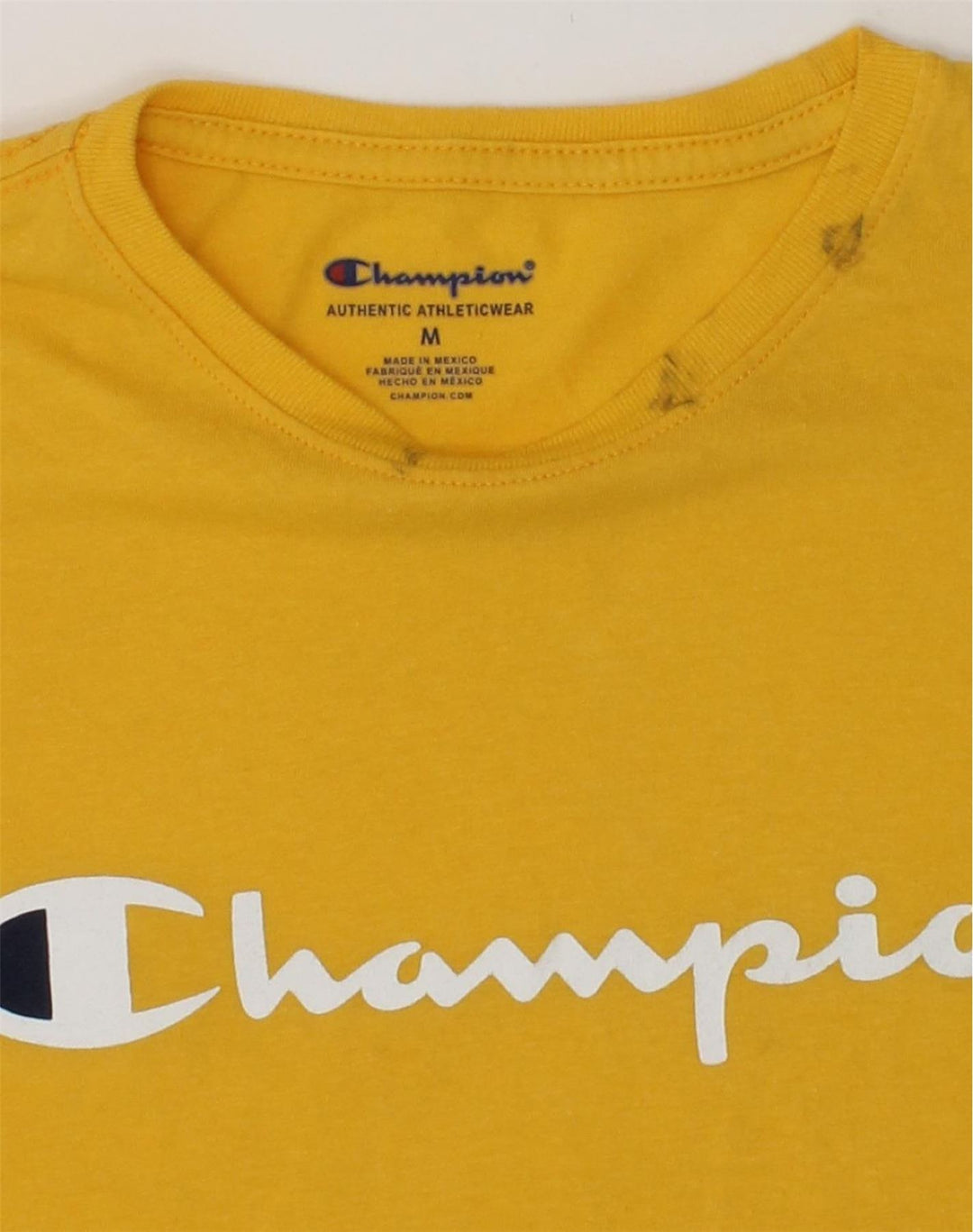 CHAMPION Boys Graphic T-Shirt Top 13-14 Years Medium  Yellow Cotton | Vintage Champion | Thrift | Second-Hand Champion | Used Clothing | Messina Hembry 