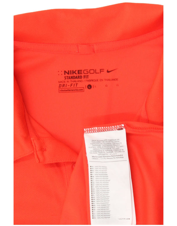 Nike Poloskjorte til mænd Large Orange Colourblock Polyester Sports