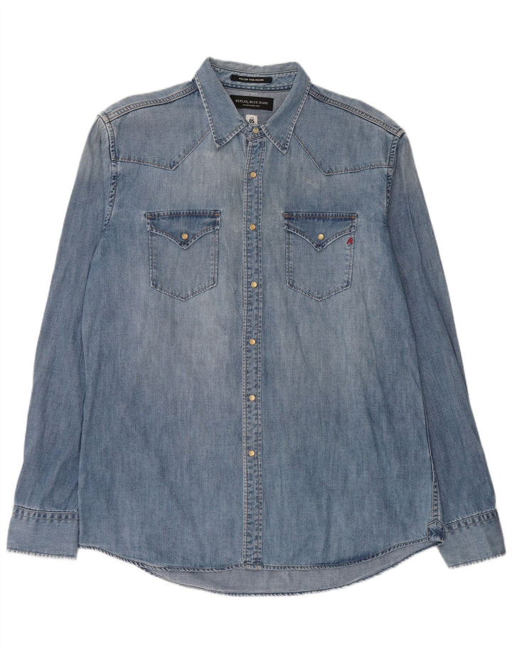 REPLAY Herre Denim Shirt Large Blue Cotton