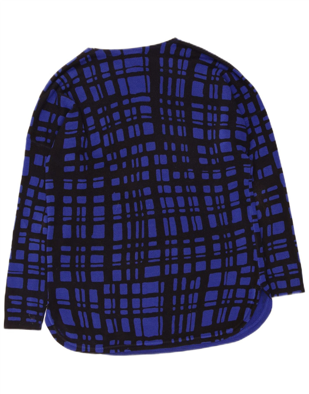 MARKS & SPENCER Dame Boat Neck Jumper Sweater UK 12 Medium Blue Check
