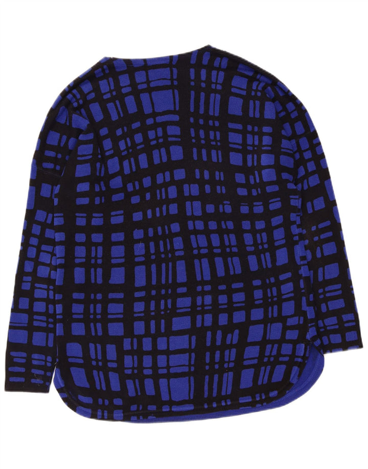 MARKS & SPENCER Dame Boat Neck Jumper Sweater UK 12 Medium Blue Check