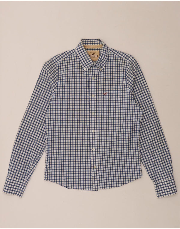 HOLLISTER Herreskjorte Medium Blue Gingham Cotton