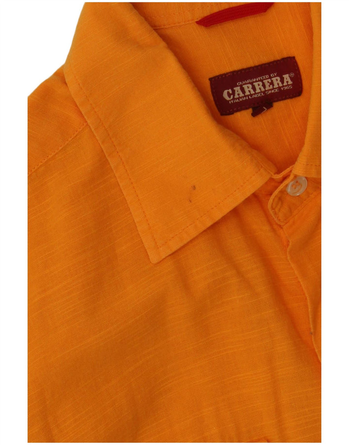 Carrera Kortærmet Herreskjorte Stor Orange Flecked Bomuld