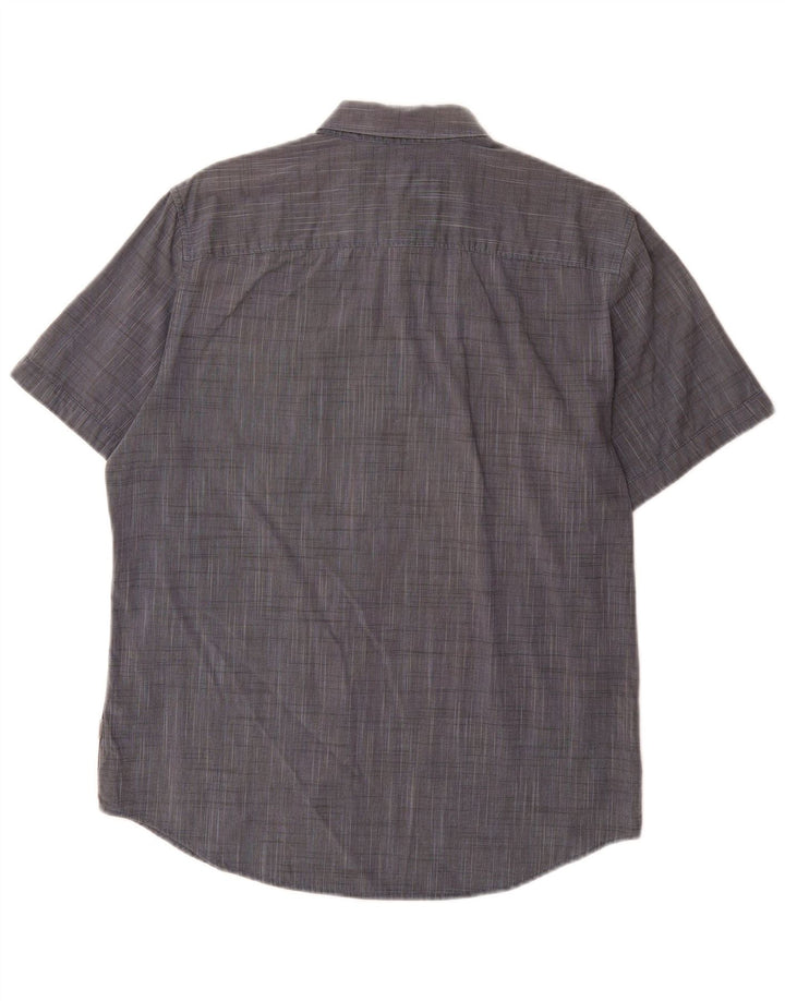 CALVIN KLEIN Mens Short Sleeve Shirt Medium Grey Pinstripe