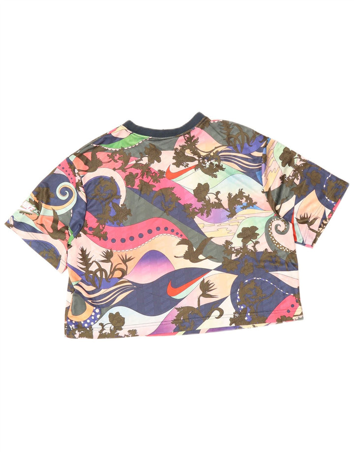 NIKE Dame Crop Grafisk T-Shirt Top UK 6 XS Flerfarvet Blomster