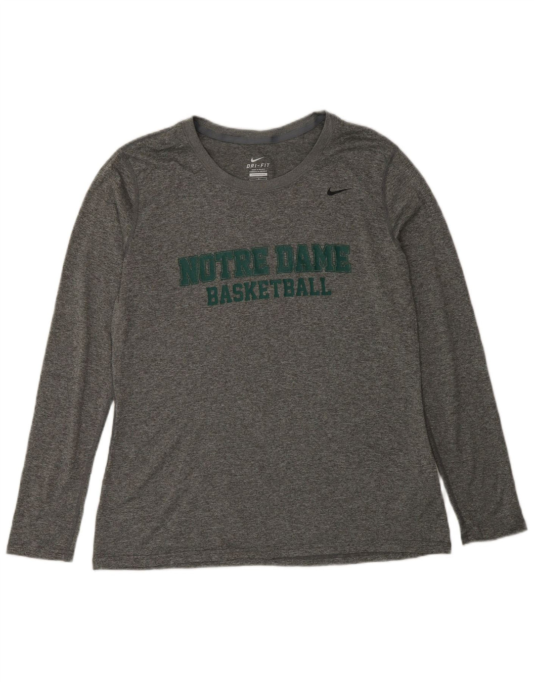 Nike Dame Dri Fit Grafisk Top Langærmet UK 16 Stor Grå Flecked