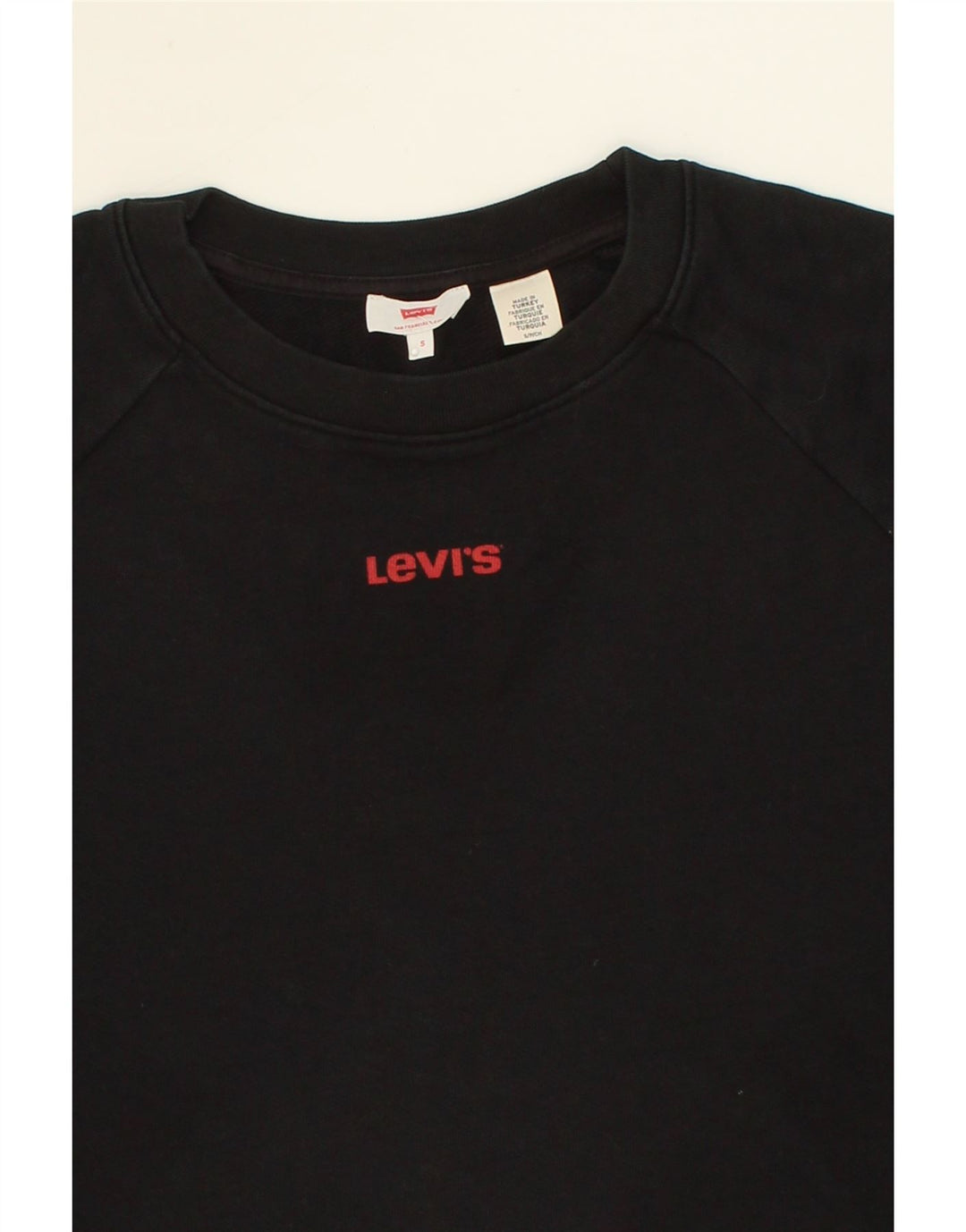 LEVI'S Womens Graphic Oversized Sweatshirt Jumper UK 10 Small Black Cotton Vintage Levi's and Second-Hand Levi's from Messina Hembry 