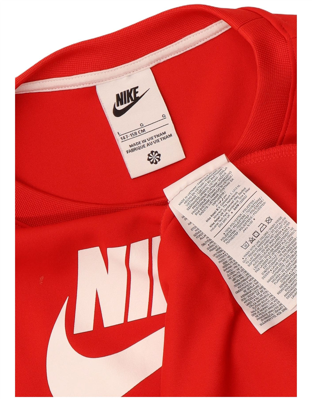 NIKE drenge grafisk top langærmet 12-13 år stor rød farveblok