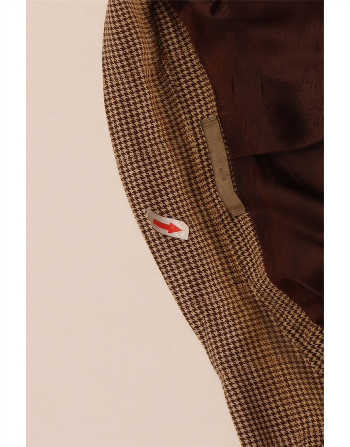 Aquascutum Herre 2-knaps blazerjakke UK 42 XL Brun Houndstooth Uld