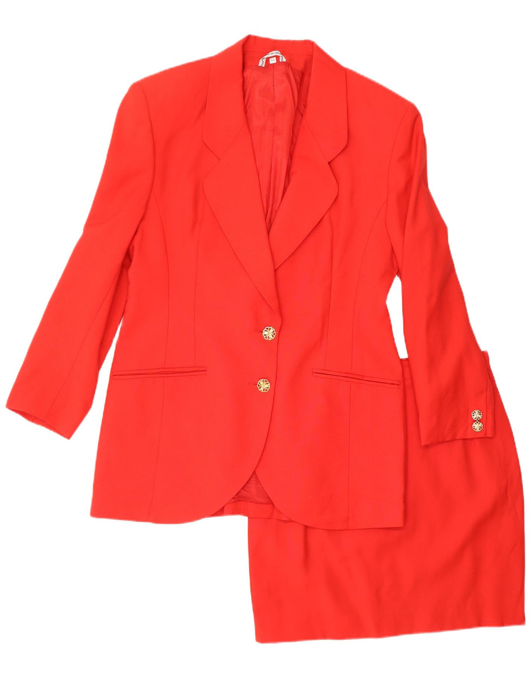 VINTAGE Dame 2-knap 2-delt nederdelsæt IT 44 Medium W26 Rød Uld