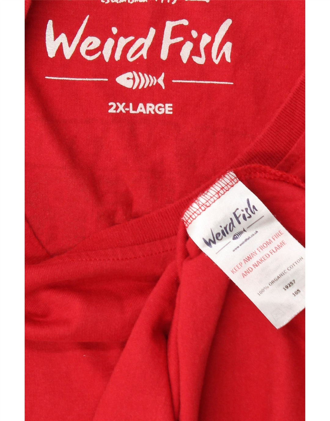 WEIRD FISH Herre Grafisk T-Shirt Top 2XL Rød Bomuld