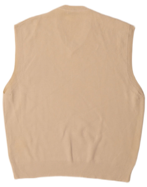 Zara Mens Vest Tank Top Large Beige Cotton