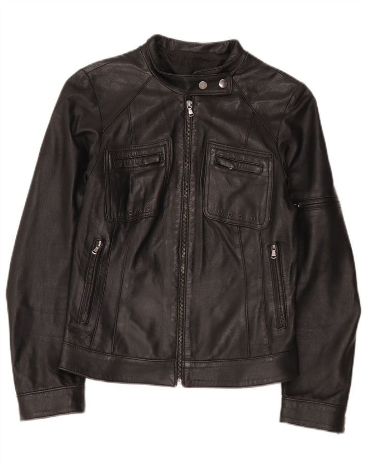 Vintage dame bikerjakke i læder IT 42 Medium Sort