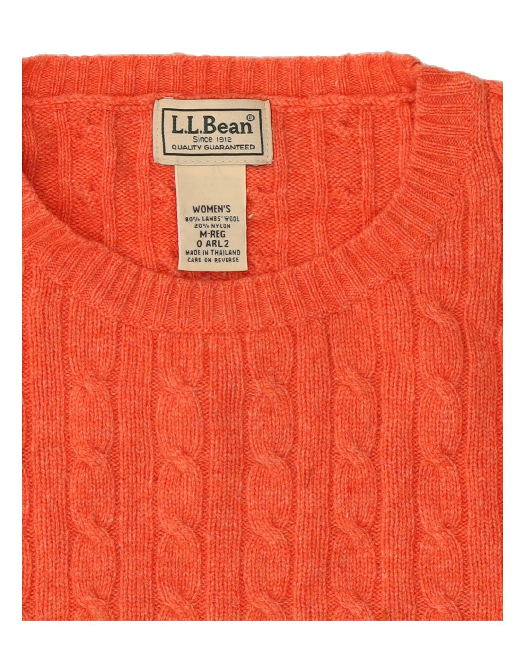 L.L.BEAN Womens Crew Neck Jumper Sweater UK 14 Medium Orange Wool Vintage L.L.Bean and Second-Hand L.L.Bean from Messina Hembry 
