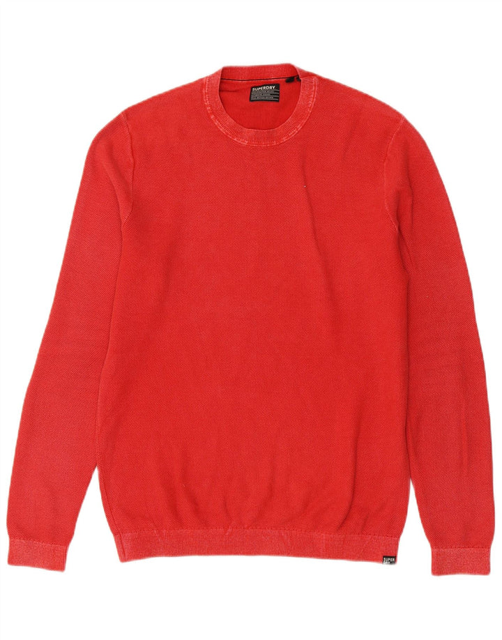 Superdry sweater med rund hals til mænd Medium rød bomuld