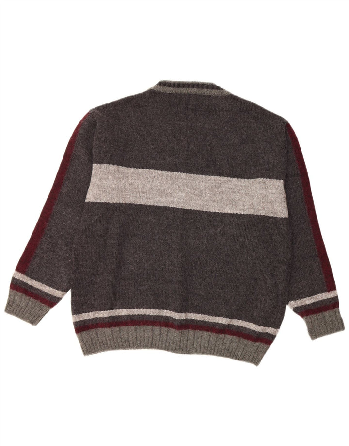 COMMANDER Herre Crew Neck Jumper Sweater IT 52 Stor Grå Colourblock Uld