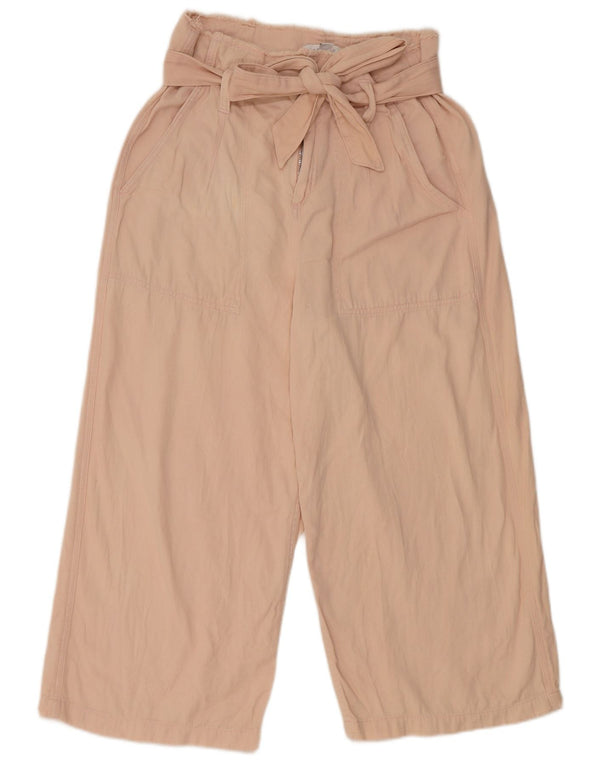 Topshop Dame Højtaljede Capri Bukser UK 12 Medium W30 L21 Pink Bomuld