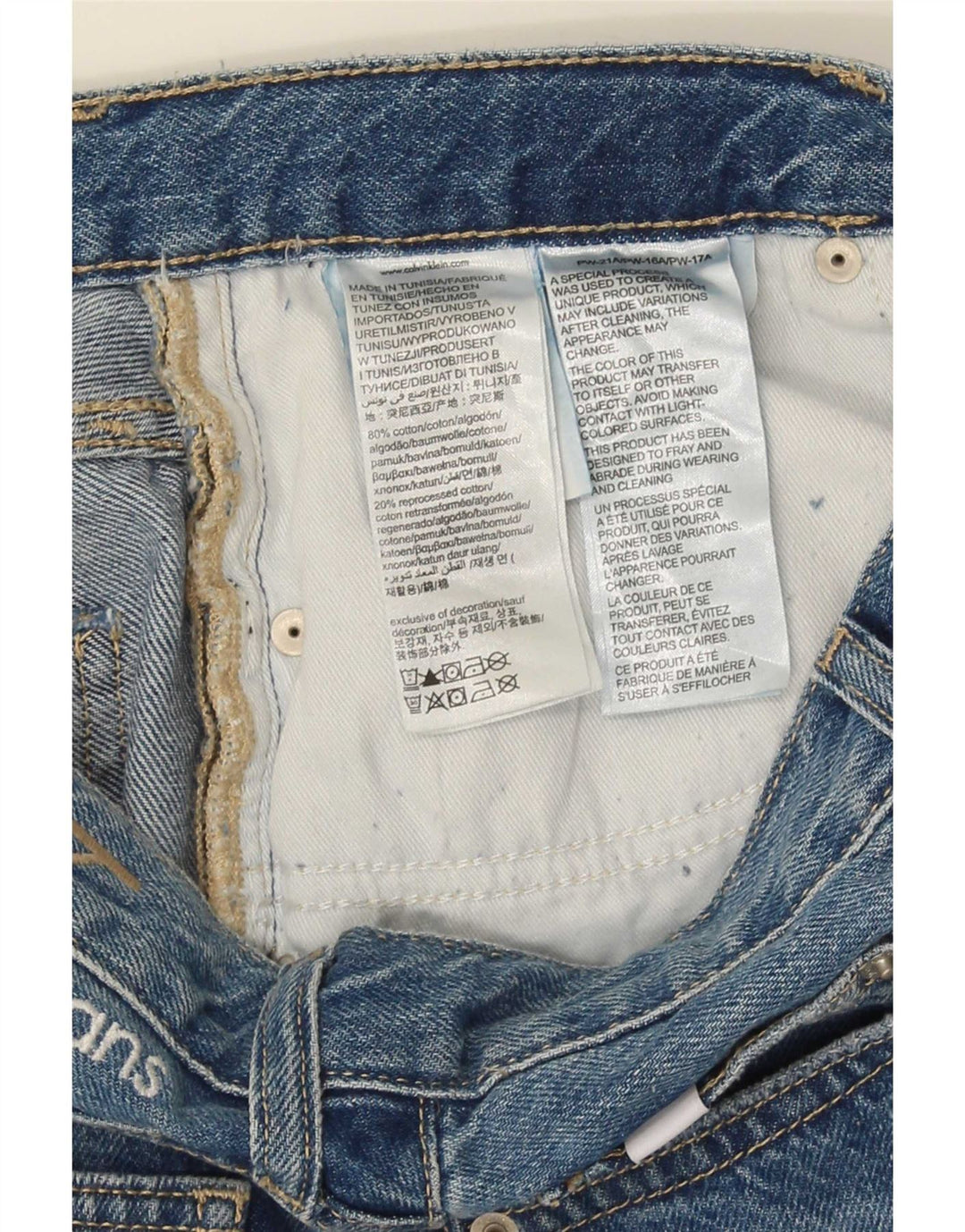 Calvin Klein Dames Distressed Denim Shorts W29 Medium Blue Cotton