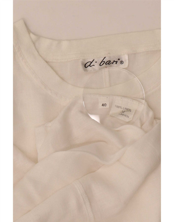 Di Bari Dame Oversized Grafisk T-Shirt Top EU 40 Medium Hvid Linned