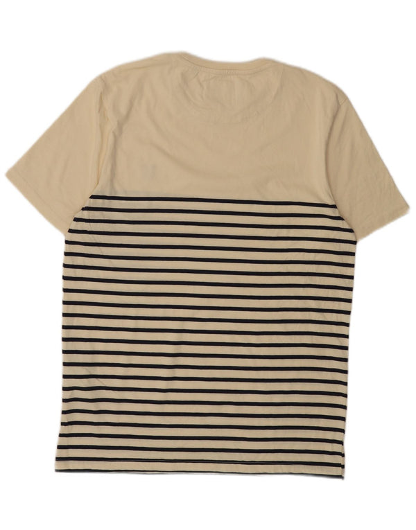LYLE & SCOTT Herre T-shirt Top Medium Beige Stribet Bomuld