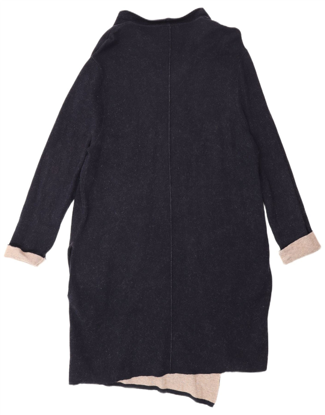 Monsoon Dame Longline Åben Cardigan Sweater UK 16 Large Navy Blue Bomuld