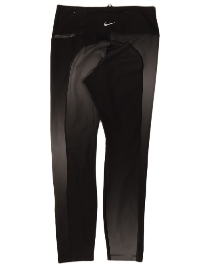 Nike Dame Dri Fit Crop Leggings UK 12 Medium Sort Polyester