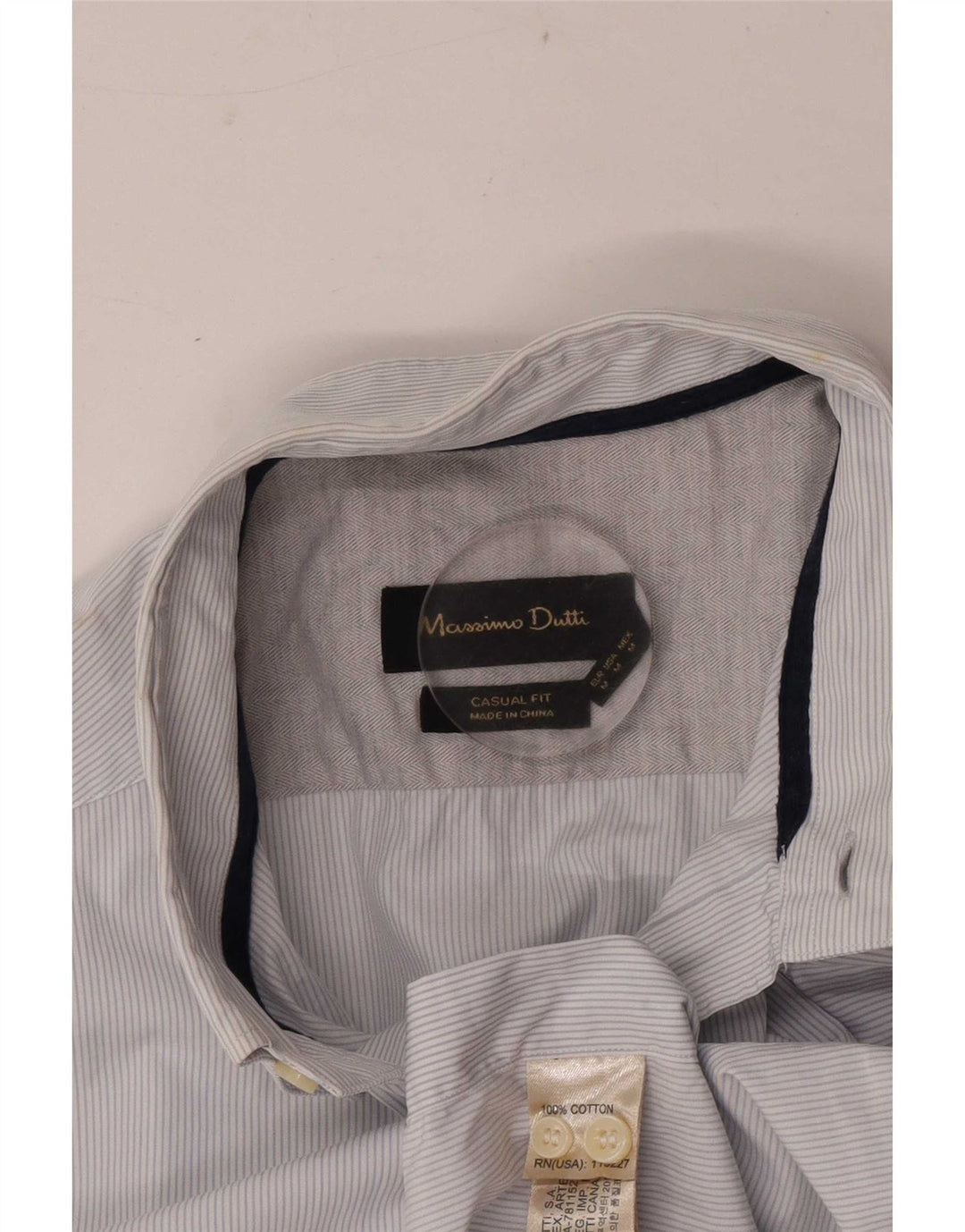 Massimo Dutti Herre Casual Fit skjorte Medium Blue Pinstripe Bomuld