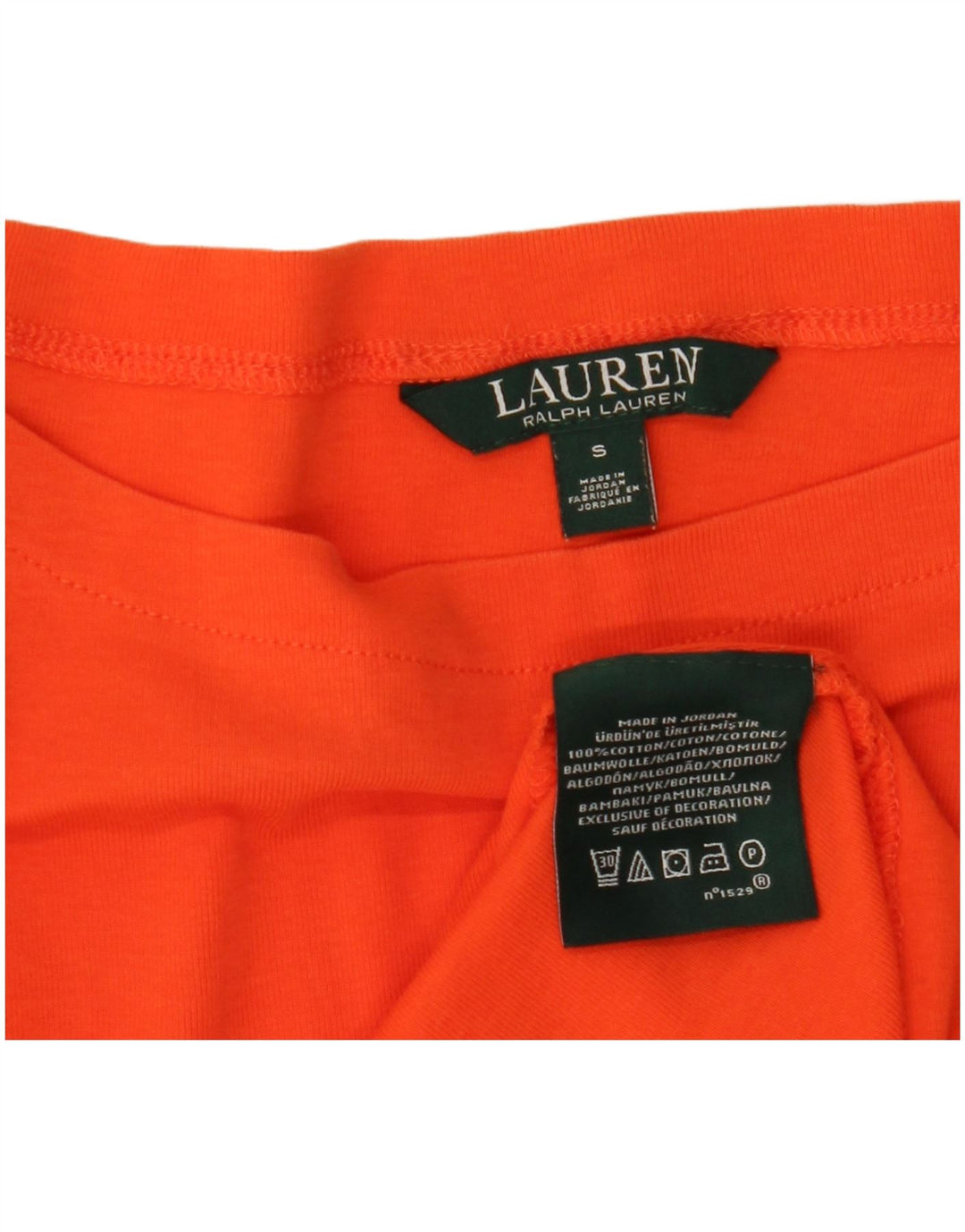 RALPH LAUREN Dame T-Shirt Top UK 10 Small Orange Bomuld
