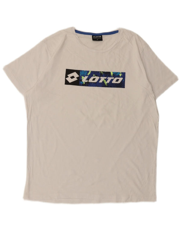 Lotto Dame Grafisk T-Shirt Top UK 18 XL Hvid Bomuld