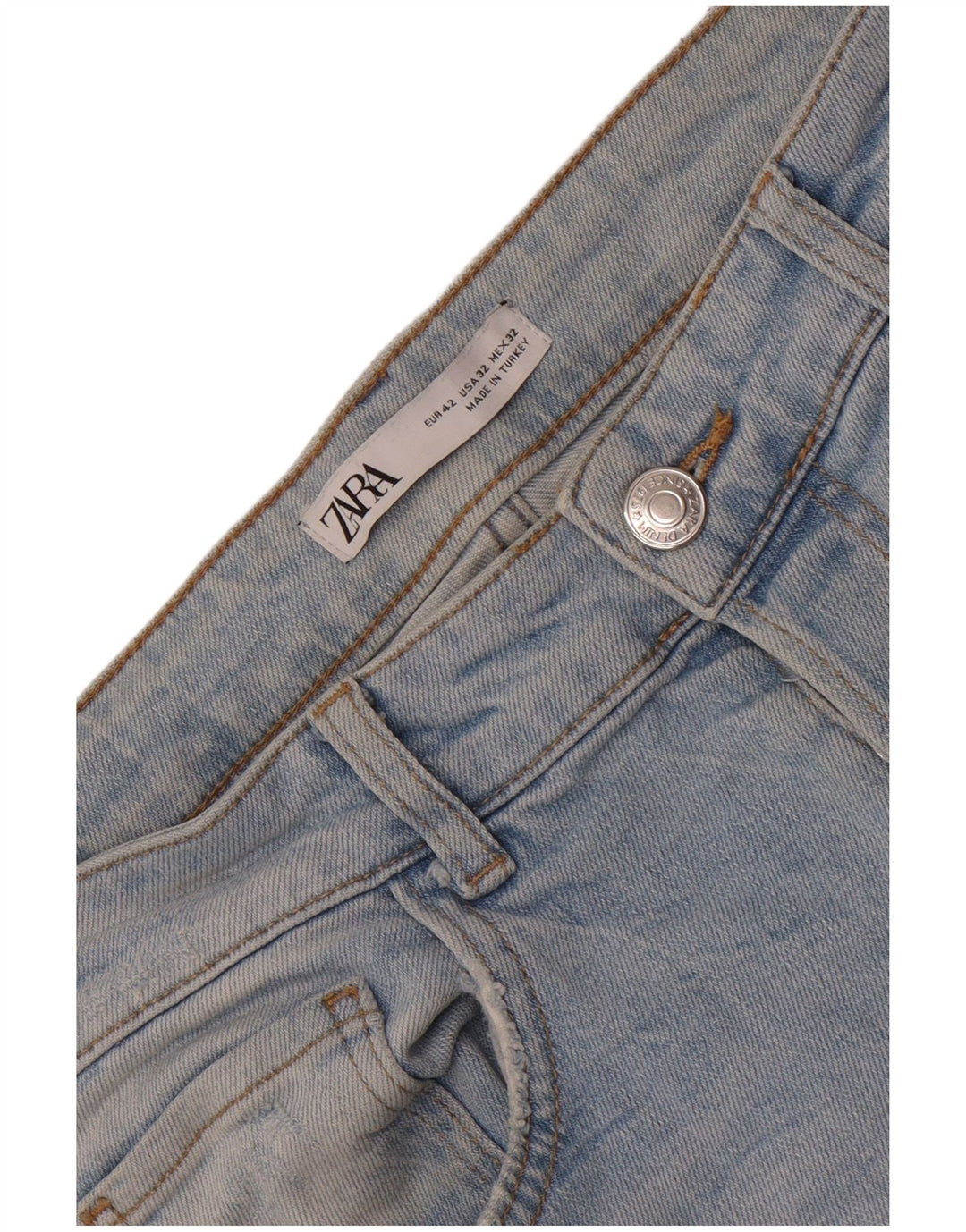 Zara Herre Distressed Slim Jeans EU 42 Large W32 L26 Blå