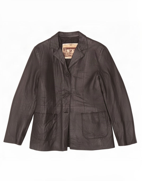 Antica Pelleria Dame 2 Knaps Læder Blazer Jakke IT 44 Medium Sort