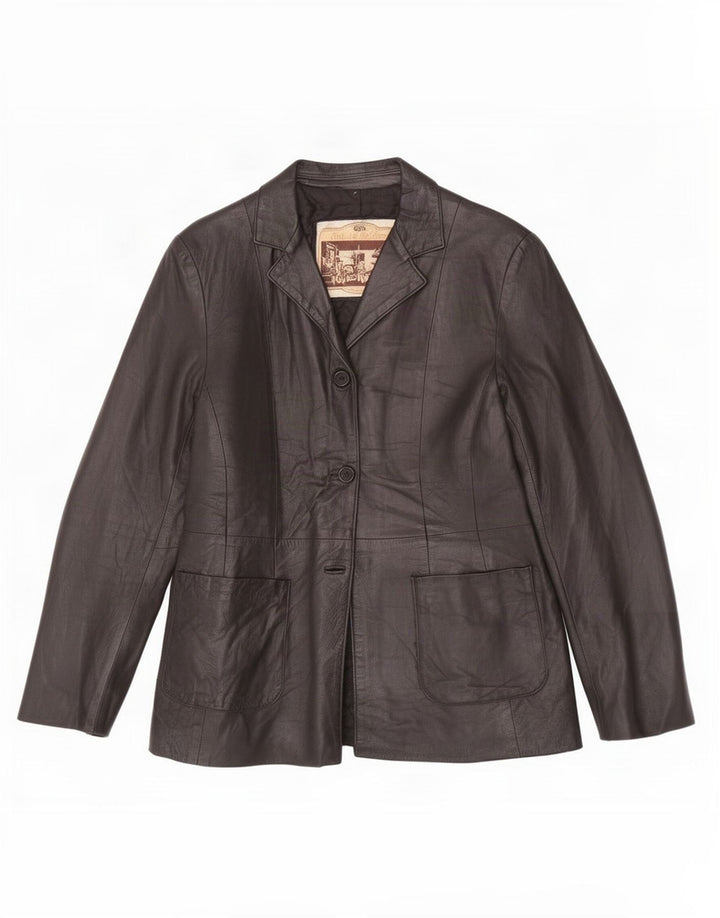 Antica Pelleria Dame 2 Knaps Læder Blazer Jakke IT 44 Medium Sort