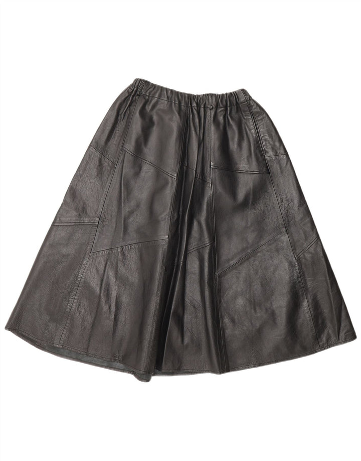 Vintage dame læder A-line nederdel W30 Medium Sort