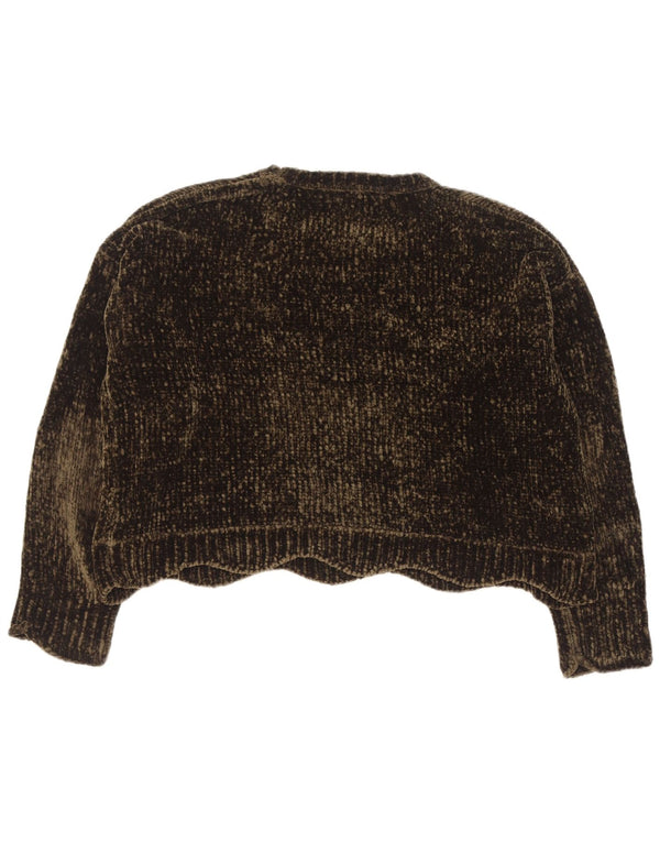 Zara Womens Crop Oversized Crew Neck sweater UK 14 Medium Green
