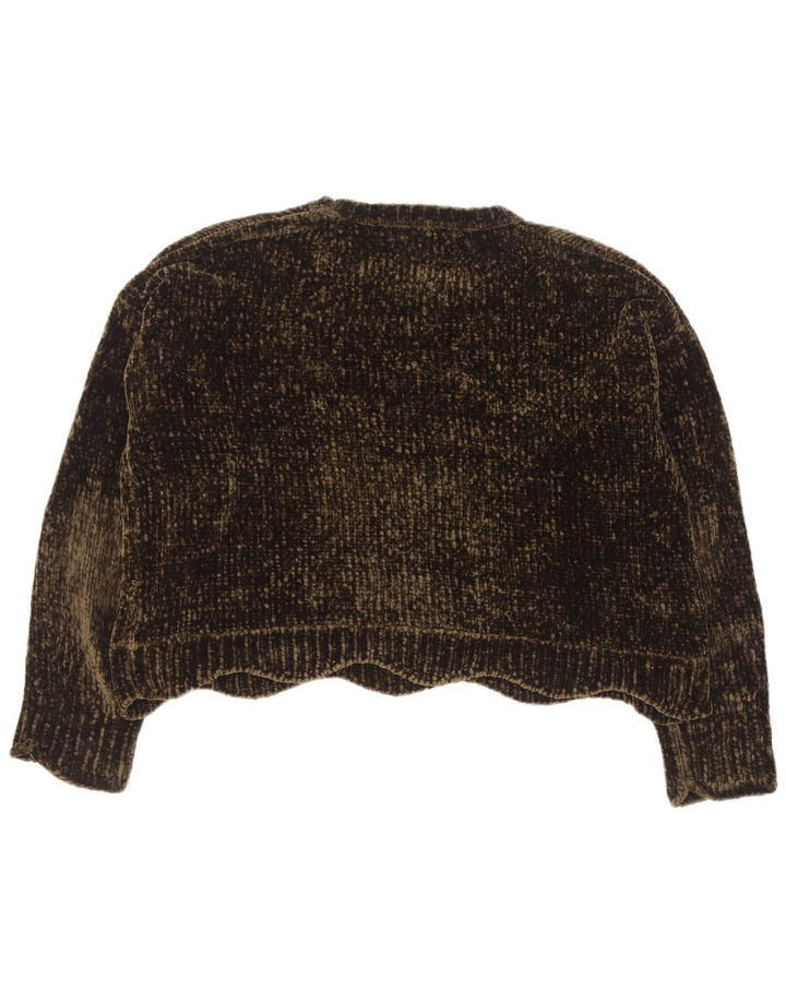Zara Womens Crop Oversized Crew Neck sweater UK 14 Medium Green