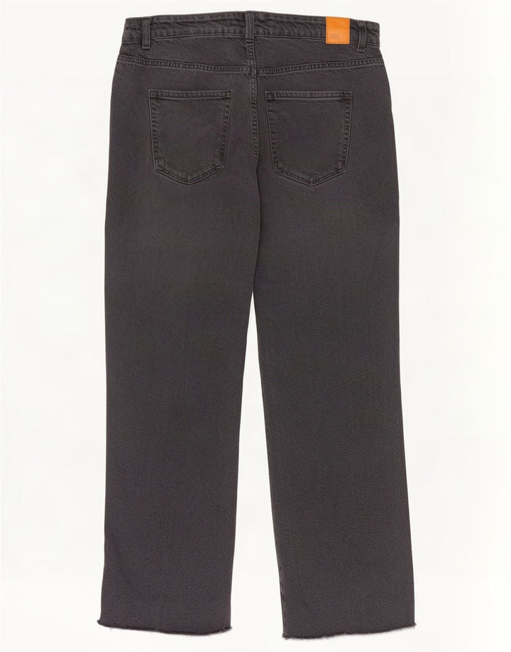 Zara Dame Højtaljede Straight Jeans EU 40 Medium W30 L29 Grå