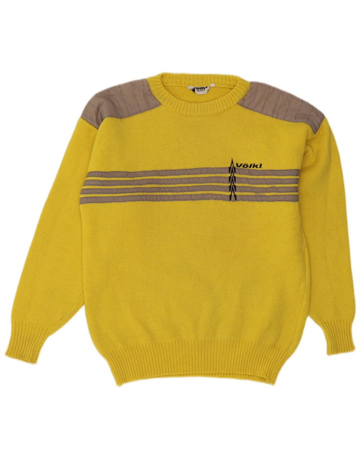Volkl Herre Crew Neck Jumper Sweater IT 48 Lille gulstribet uld