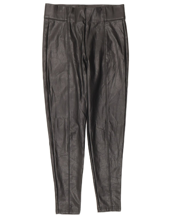 Marks & Spencer Womens Faux Leather Trousers UK 8 Small W26 L24 Black